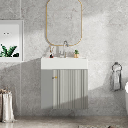 Waschbecken mit Waschtischunterschrank, Waschtischunterschrank , Waschtischunterschrank hängend hellgrau , Kleine Gästebad Möbel