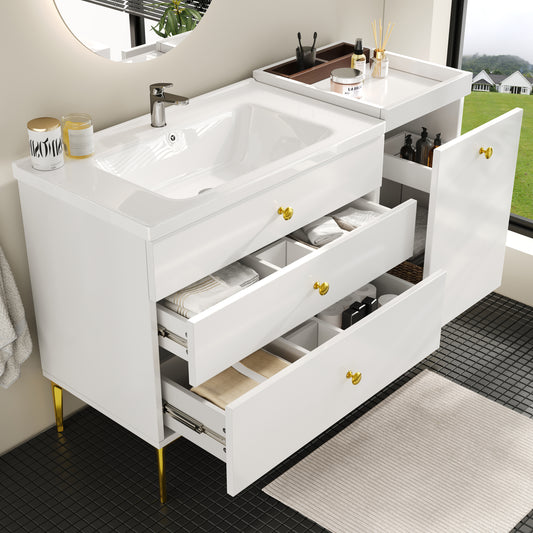 Badezimmerschrank mit Waschbecken, Moderner Stil, Badmöbel, Weiß