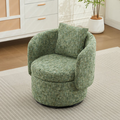 360° Drehsessel Chenille (Grün) – Modern, Rund & Bequem für Leseecke, Wohnzimmer