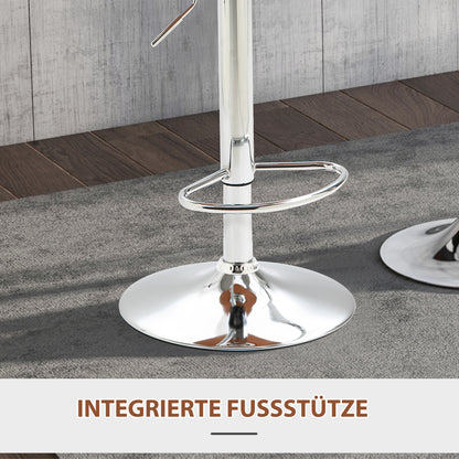 Barhocker Küche 2er-Set höhenverstellbar drehbar mit Fußstütze & Rückenlehne Kunstleder bis 120 kg, Schwarz