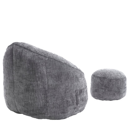 Sitzsack Sofa Stuhl für Erwachsene mit Fußstütze, Grau