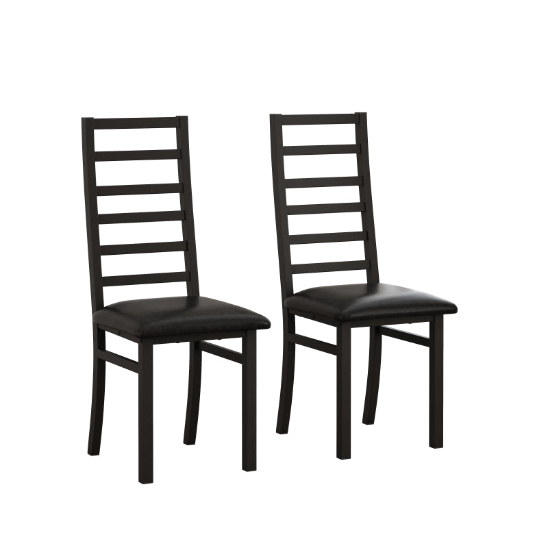 Metal Dining Chairs Set of 2, Steel Legs and PU Leather Seats, High Back Armless Dining Chairs, for Kitchen, Living Room, Black