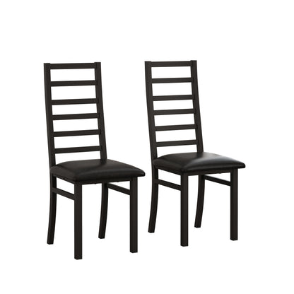 Metal Dining Chairs Set of 2, Steel Legs and PU Leather Seats, High Back Armless Dining Chairs, for Kitchen, Living Room, Black