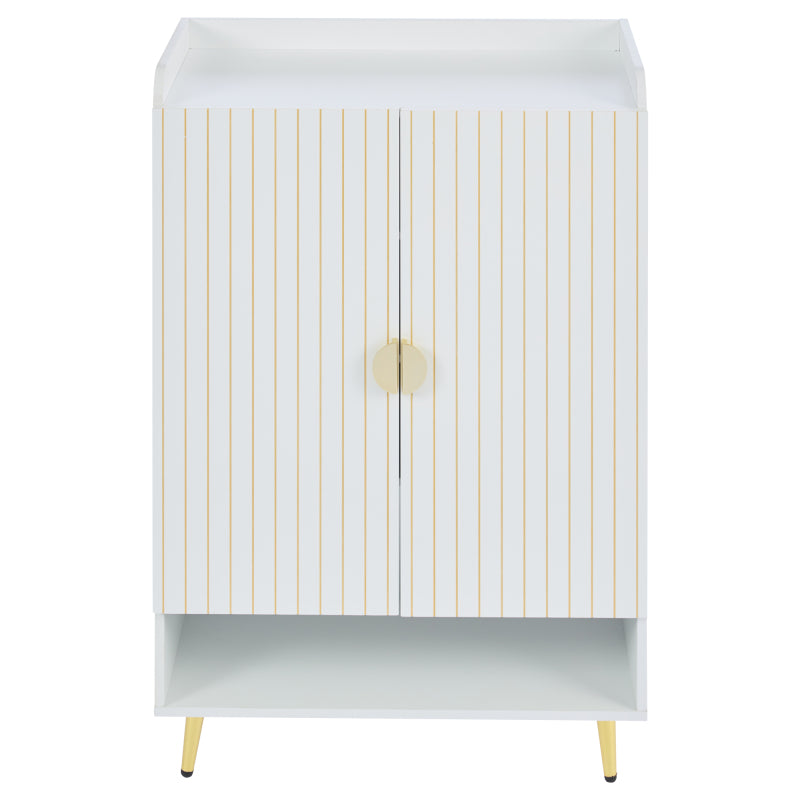 Moderner Paar-Tür-Schuhschrank, Foyer-Schrank-Speicher-Organisator-Schuhschrank, MDF-Schuhschrank, 3-stufiger Schuhschrank weiß, offene untere Schublade, 75*35*110cm, Tragfähigkeit 20KG