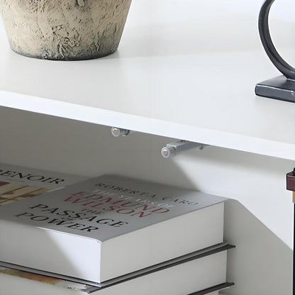 1.5m weißes modernes minimalistisches Sideboard, Aufbewahrungsschrank, Wellenmuster-Design, verstellbare Einlegeböden, 3 Schubladen, geeignet für Küche, Wohnzimmer, Korridor und andere Multi-Szene