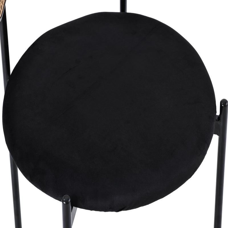 Samt-Esszimmerstuhl,2er set, Rattan-Freizeitstuhl, Schwarz