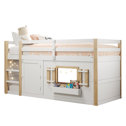 Mini-Etagenbett Weiß 90x200 cm, Kinderbett (110 cm hoch) aus Massivholz/MDF, Inkl. Lattenrost