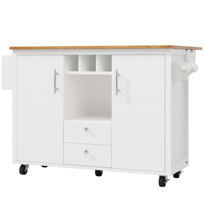Kücheninsel Buffetschrank 120x73x92cm Küchenwagen mit klappbarer Arbeitsplatte Gewürzregal Weinregal und verstellbaren Ablagen Weiß