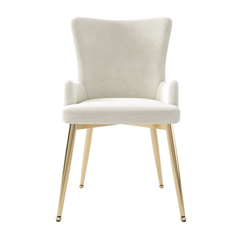 Samt-Esszimmerstuhl, 4er-Set, Loungesessel mit vier goldfarbenen Metallstützbeinen, Beige