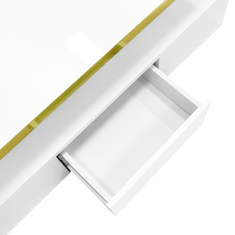 Couchtisch, Tisch mit Schubladen, Hochglanzlackierung, Beistelltisch mit zwei Ablageebenen. Mit LED-Licht