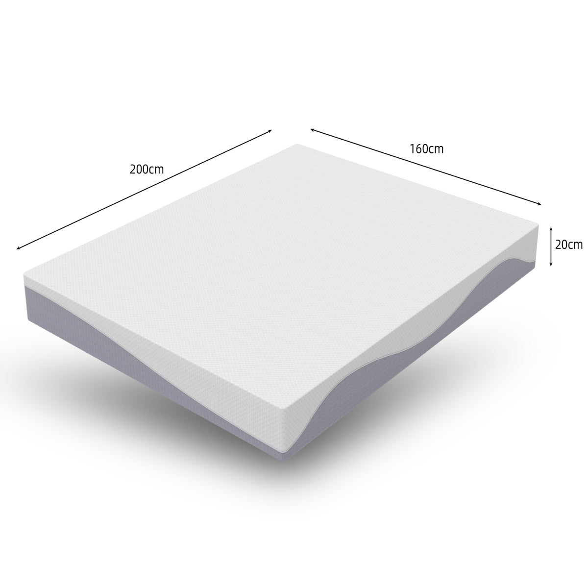 Schaummatratze 160x200 cm, Wendbar H3/H4, 20 cm hoch, Öko-TEX zertifiziert