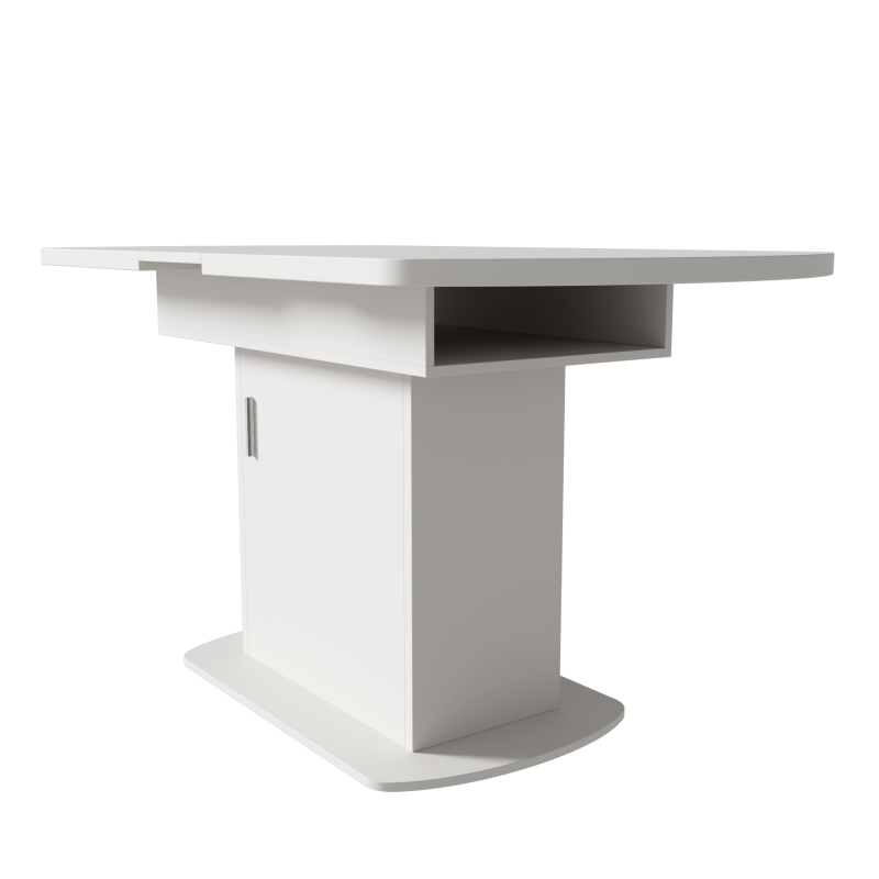 Ausziehbarer ovaler Esstisch, L110/130*W70*H75cm, weiß+silberner Griff