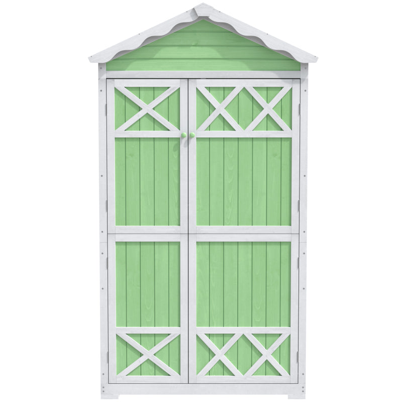 Outdoor Holz Gartenmöbel Aufbewahrungsschuppen, Werkzeughaus für Garten, Terrasse, verblassungsfrei, wetterfest, sicher und geschützt, wartungsfrei, umweltfreundlich, grün
