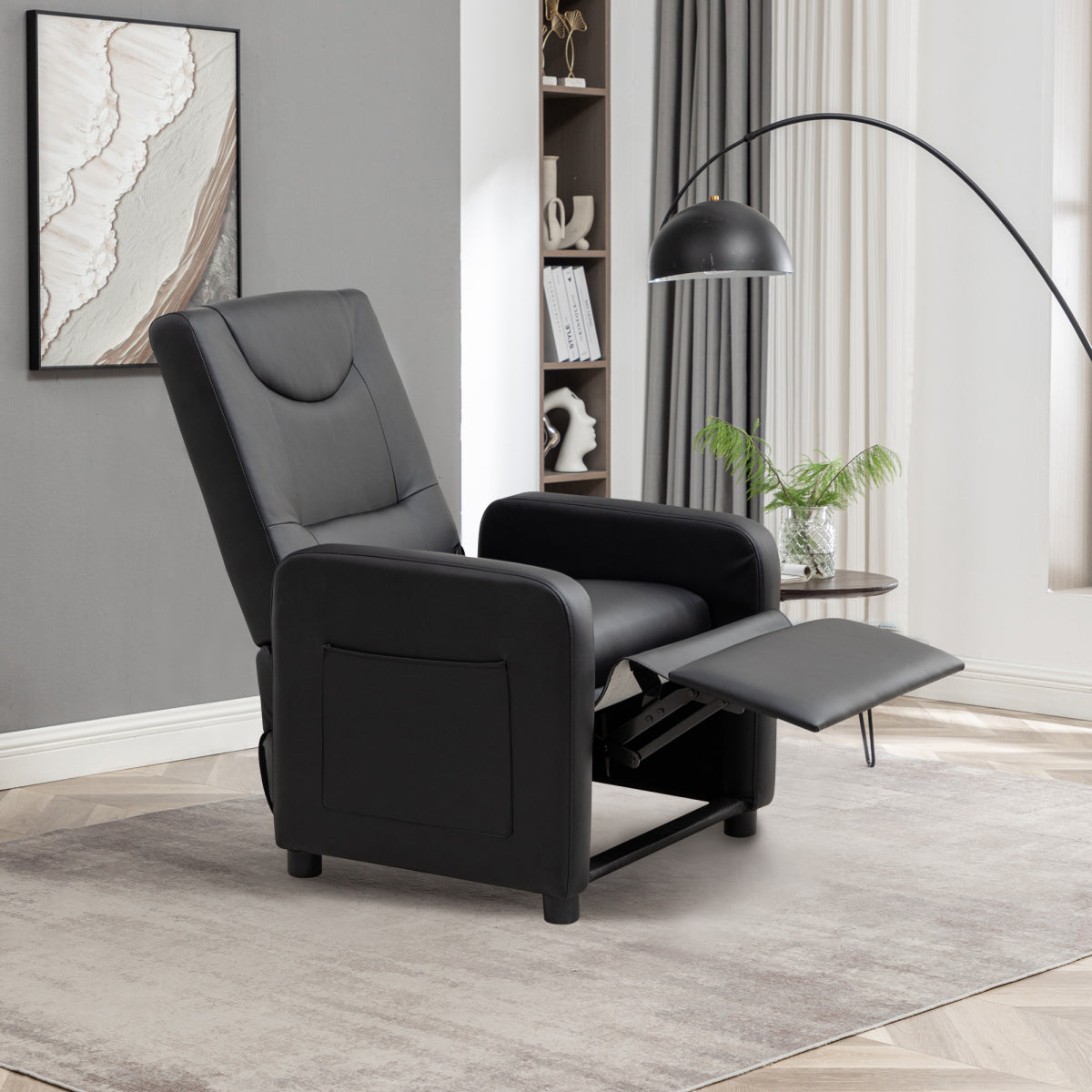 Fernsehsessel Relaxsessel Loungesofa mit Fußstütze Sessel Lehnstuhl Liegesessel Schwarz PU