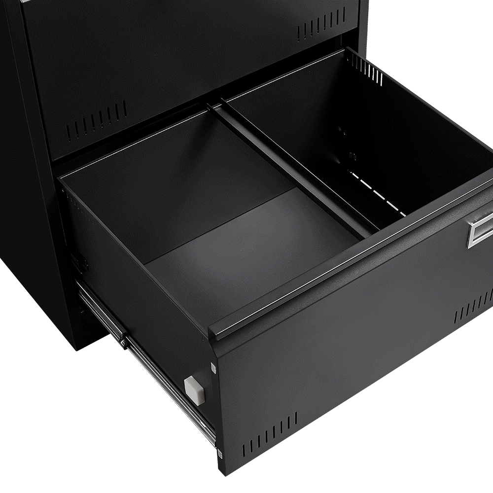 2 Drawer Metal Lateral File Cabinet with Lock,Office Vertical Files Cabinet for Home Office/Legal/Letter/A4,Locking Metal File Cabinet,Assembly Required (Black,with 2 Drawer)