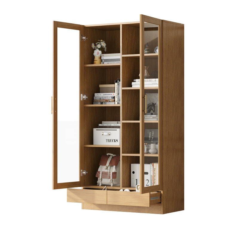 Glasvitrine (Büroschrank/Bücherregal/Aktenschrank/Aufbewahrungsregal) , 80*40*160 cm, Holzfarbe