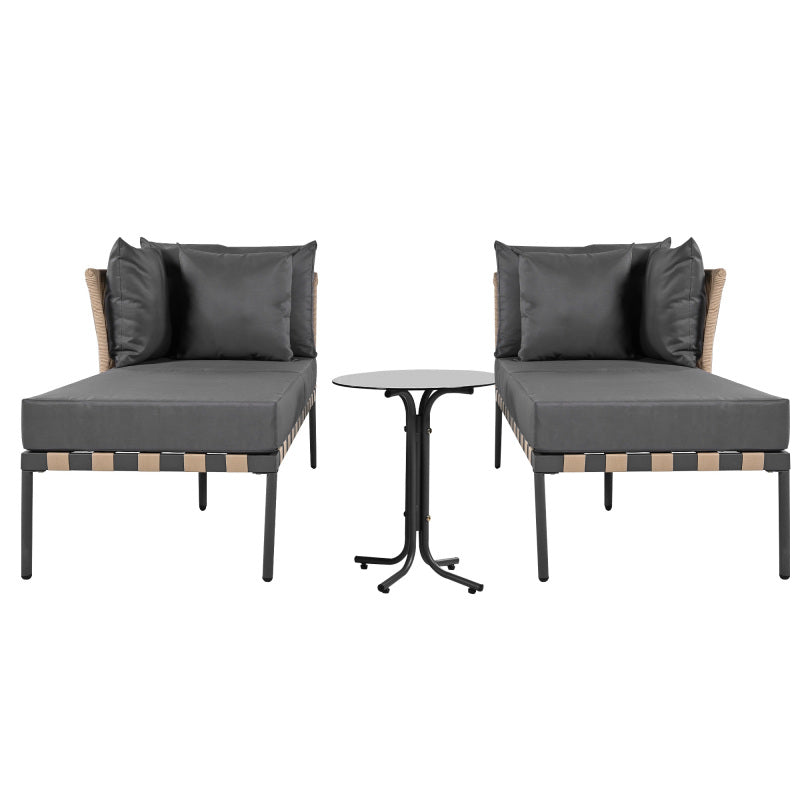 Gartensofa, Outdoor Loungesessel, Abnehmbarer und Modularer Garten Loungesessel, Balkonmöbel-Set, Loungemöbel, Terrassenmöbel mit 4 Kissen, Couchtisch mit Abnehmbaren und Waschbaren Kissen, Grau