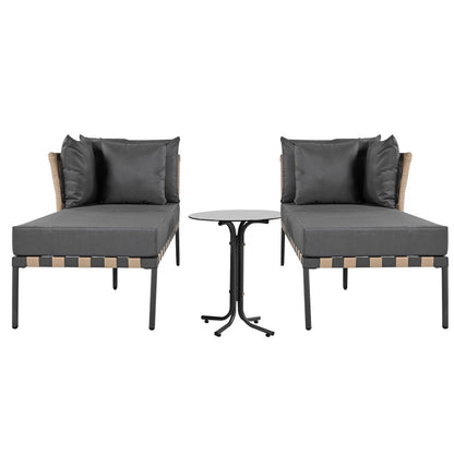 Gartensofa, Outdoor Loungesessel, Abnehmbarer und Modularer Garten Loungesessel, Balkonmöbel-Set, Loungemöbel, Terrassenmöbel mit 4 Kissen, Couchtisch mit Abnehmbaren und Waschbaren Kissen, Grau