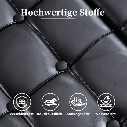 Großer quadratischer Aufbewahrungsstuhl, anhebbare Bank mit Stauraum, geeignet für Wohnzimmer Schlafzimmer Arbeitszimmer gepolsterte Aufbewahrungsbox(Black PU)
