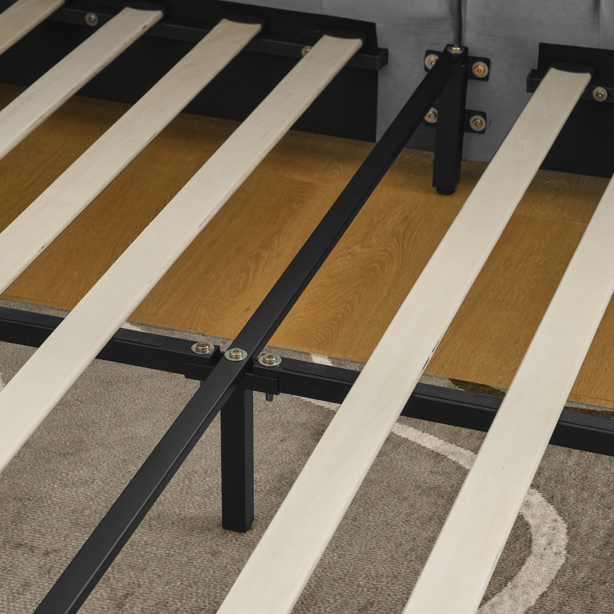 Doppelbett 160×200 cm aus Samt mit hoher Rückenlehne, stabiles Bettgestell aus Holz & Metall, ideal für Schlafzimmer & Familienzimmer, Gray (ohne Matratze)