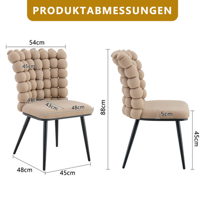 Esszimmerstuhl 2er Set Samt, Schwarz-Metallbeine, Modern Luxus, Camel