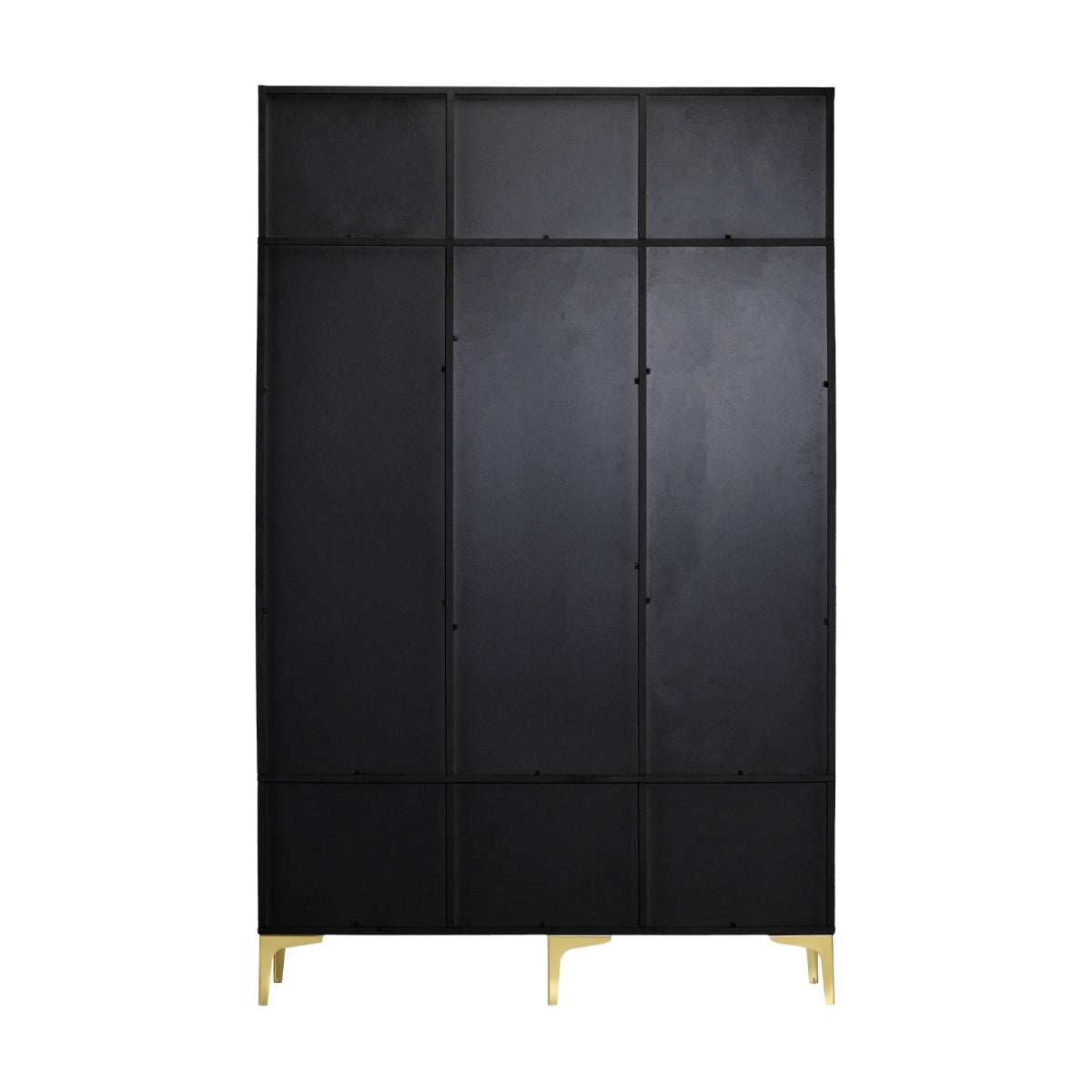 Garderoben-Set mit Sitzbank, Schuhschrank & goldenen Details, Flurbaum aus Metall & Spanplatte, Schwarz, 120x191,5x23,5 cm