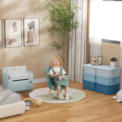 Aufbewahrungsbox Kunststoff, 6 Schubladen, Spielzeug Organizer, Kommode Kinderzimmer, Blau