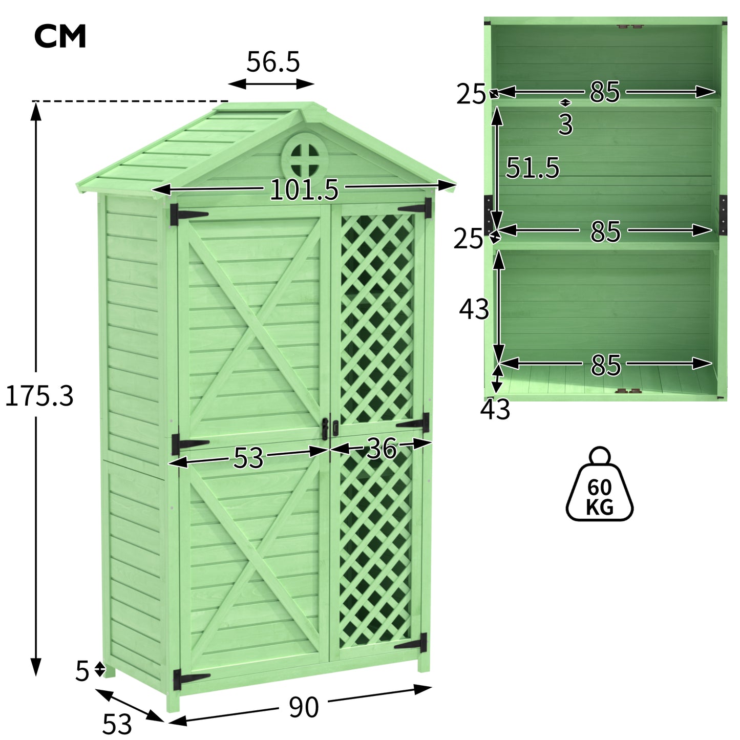 Outdoor Holz Gartenmöbel Aufbewahrungsschuppen, Werkzeughaus für Garten, Terrasse, verblassungsfrei, wetterfest, wartungsfrei, umweltfreundlich, sicher und geschützt, grün