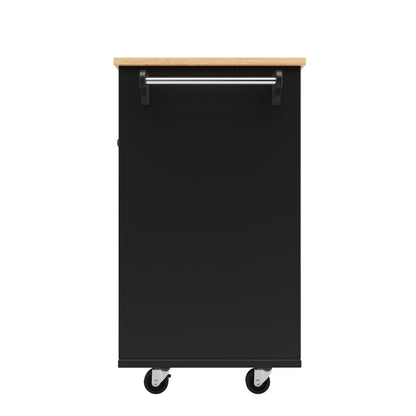 Moderne Kücheninsel (127×46×91,5cm) Küchenschrank Essschrank mit Holzmaserung Esswagen mit multifunktionalem Stauraum und herausnehmbaren Trennwänden, schwarz