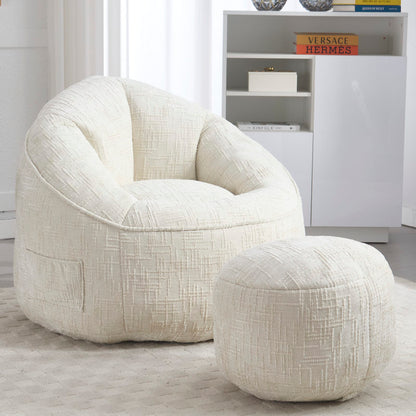 Sitzsack Sofa Stuhl für Erwachsene mit Fußstütze, Beige