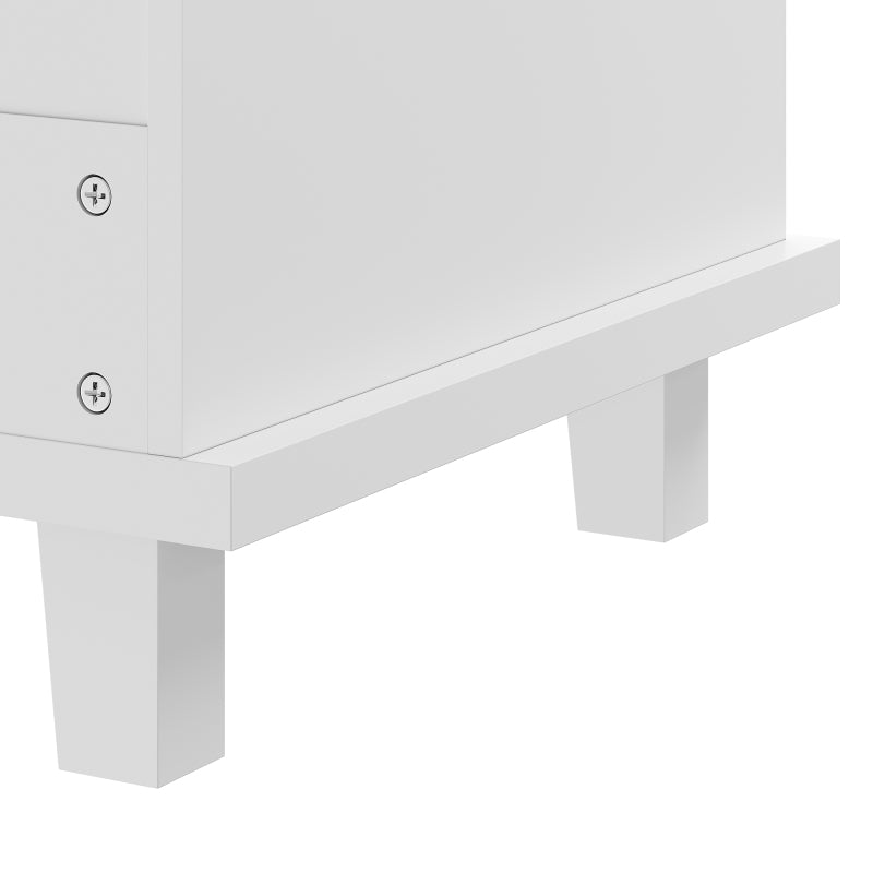 Esszimmerwagen (129 x 46 x 92 cm), modernes minimalistisches Weiß, mobiler Küchen-Esswagen mit Schubladen und Lagerschränken, hellbraune Holzarbeitsplatte, passend für moderne Wohnungen
