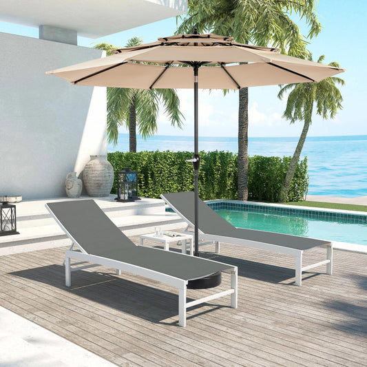 14.8 Ft Double Sided Outdoor Umbrella Rectangular Large with Crank(khaki)(No Base)
