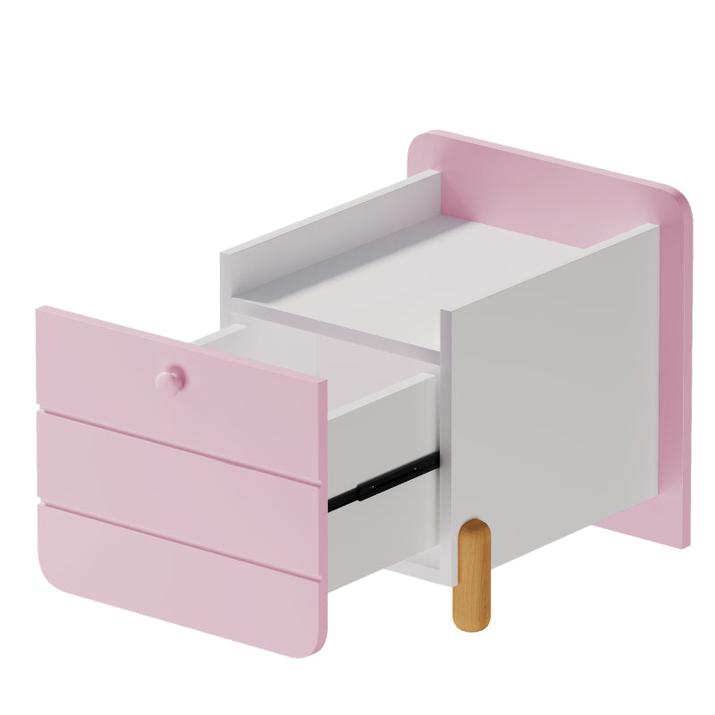 Nachttisch mit 1 Schublade, geräuschlose Auszüge mit Einlegeböden, feine holzfarbene Füße, Stauraum im Wohn- und Schlafzimmer, einzigartiges und minimalistisches Design, Rosa