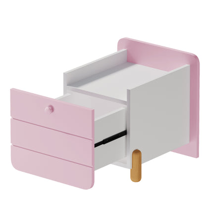 Nachttisch mit 1 Schublade, geräuschlose Auszüge mit Einlegeböden, feine holzfarbene Füße, Stauraum im Wohn- und Schlafzimmer, einzigartiges und minimalistisches Design, Rosa