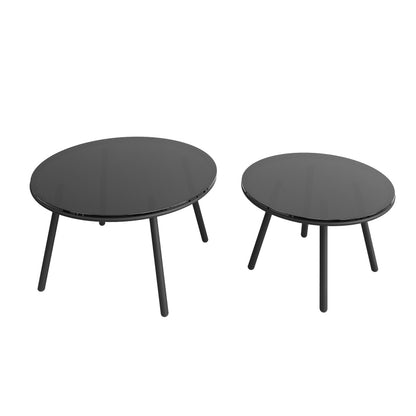 Garten-Lounge-Set, Gartenmöbel-Set aus Seil, Modernes Outdoor-Sofa-Set, graues Seil, Tischplatte aus glattem Glas, inklusive aller Sitz- und Rückenkissen,Loungemöbel, Balkonset , Garten & Terrasse