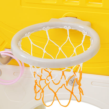 8 in 1 Kinderrutsche Kletterspielzeug, Multifunktionsrutsche mit 2 Rutschen, freistehende Rutsche, Klettern, Bohrspiel, Stauraum, Spielkorridor, Basketballkorb, Lasso-Spiel, Teleskop