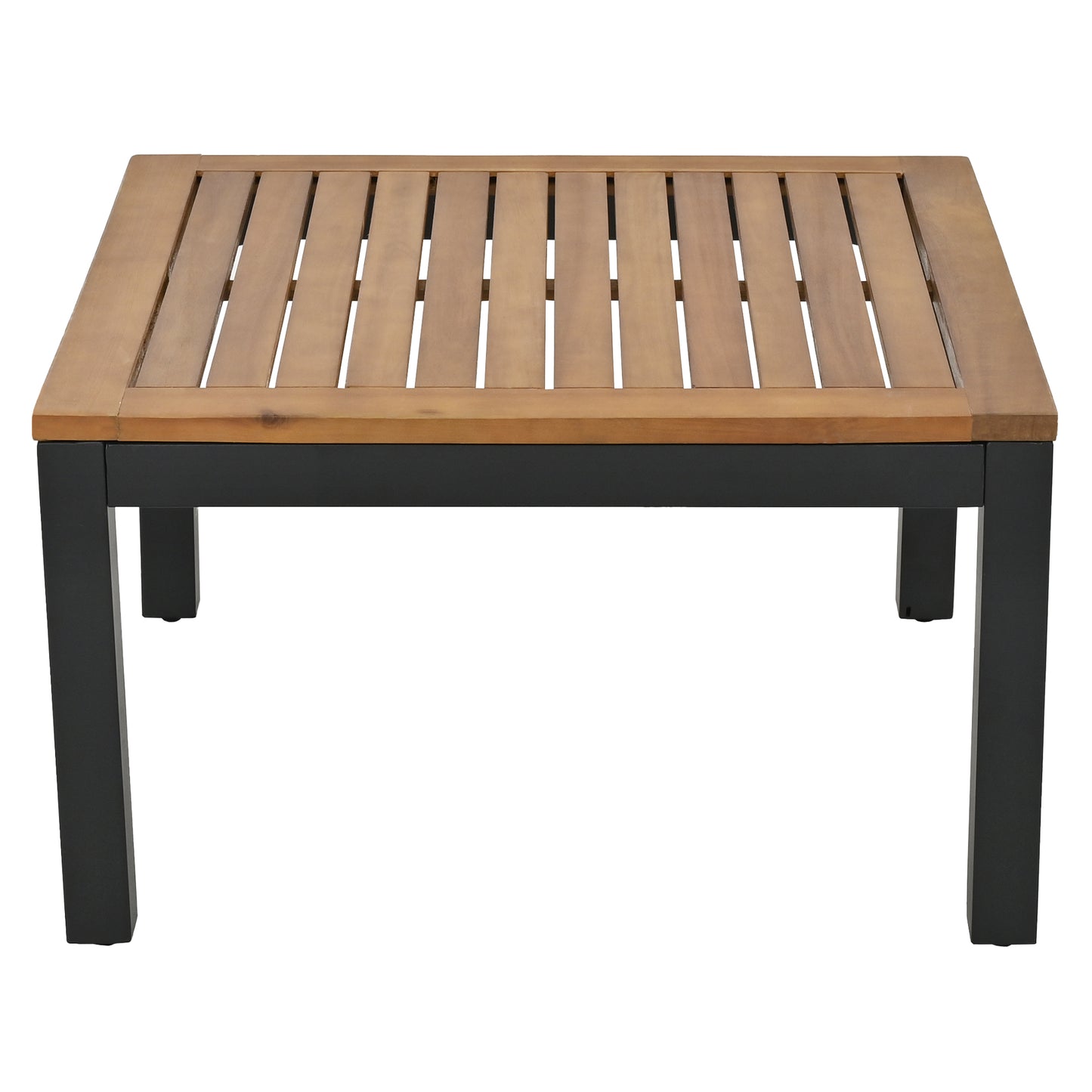 Garten-Lounge-Set (2 Zweisitzer, 2 Beistelltische, 1 Tisch), Tischplatte aus massiver Akazie, Stoffbezug für Rückenlehne, grau(previous sku:HW00005AAE)