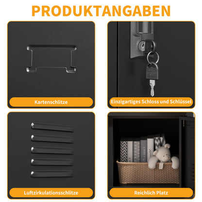 9-Türige Metall-Schränke für Büro, Fitnessstudio, Schule & Zuhause - Sicherer Aufbewahrungsschrank mit Kartenfach (Schwarz), H 100 cm × B 90 cm × T 40 cm
