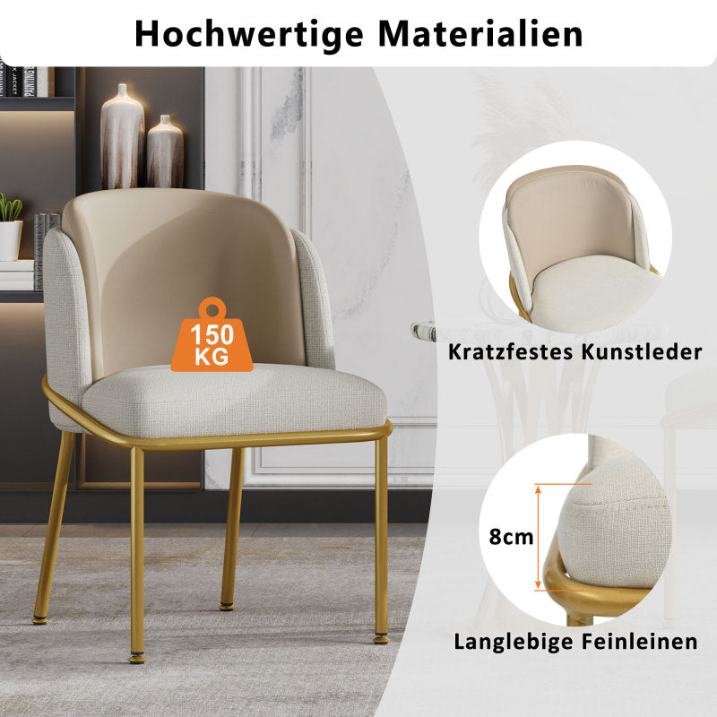 2 St Moderner Stuhl, Ideal für Zuhause, Offene Bürofläche, Esszimmer, Beige