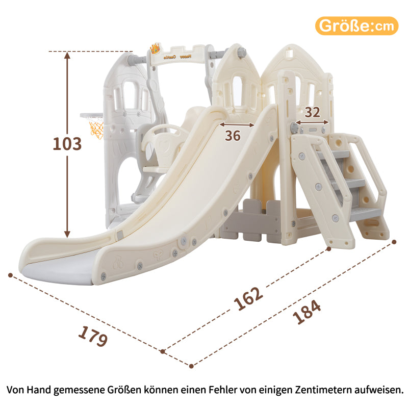 Kinderrutschen-Set mit Schaukel,5 in 1 Kinderrutsche, Rutsche, Klettern, Stauraum, Schaukel, Basketballrahmen ,Schaukel Rutsche für Indoor