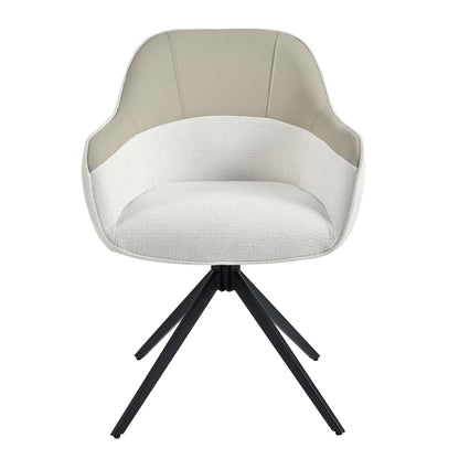 2 Drehbare Essstühle mit Kunstleder-Stoff-Kombination, hoch gepolstert, mit höhenverstellbaren Füßen, beige, perfekt für Küche und Esszimmer (Beige)