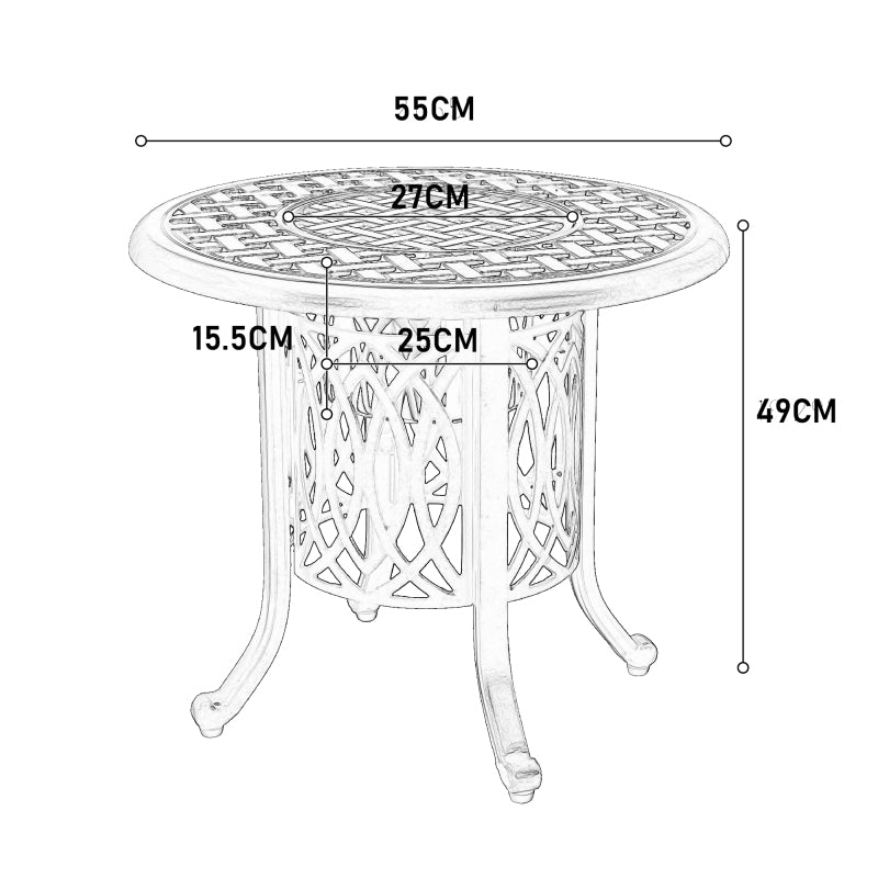 Outdoor Aluminum Table with Ice Bucket,Patio Side Table,  Aluminum End Table with Adjustable Footpads, Outdoor Small Coffee Table