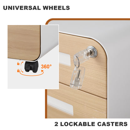 3 Drawer Mobile File Cabinet Under Desk Office,Simple Style Versatile Storage Cabinet for Legal/Letter/A4 Files, 5 Wheel Design Anti-Tilting Cold Rolled Steel Waterproof Moisture-Proof White
