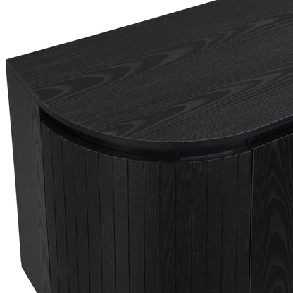 Moderner Bogenförmiger Sideboard mit verstellbaren Regalen und Metallbeinen, ideal für Wohnzimmer und Esszimmer (Schwarz)