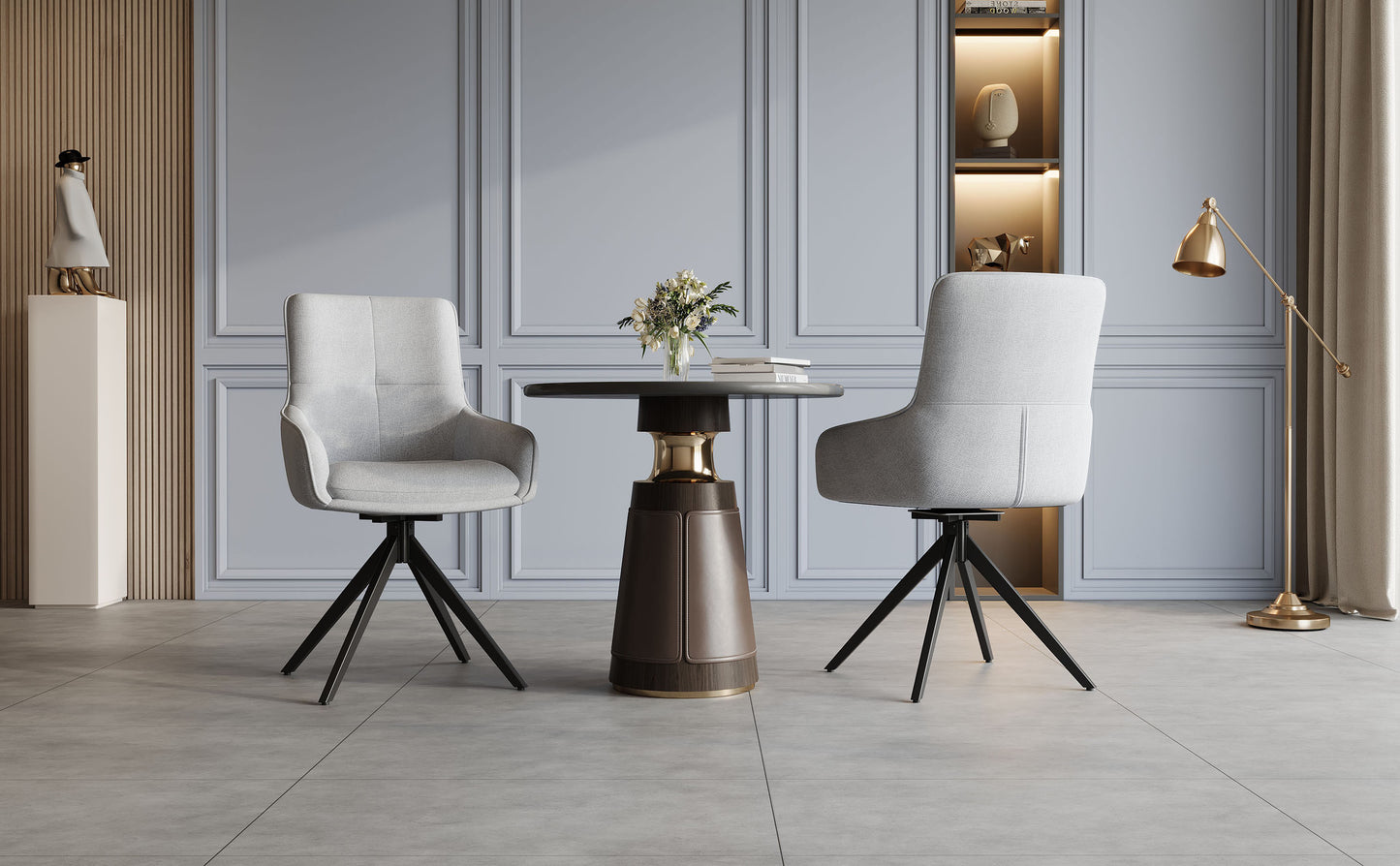 2 Drehbare Stühle nach Anthropometrie, perfekt für Küche und Esszimmer, Grau