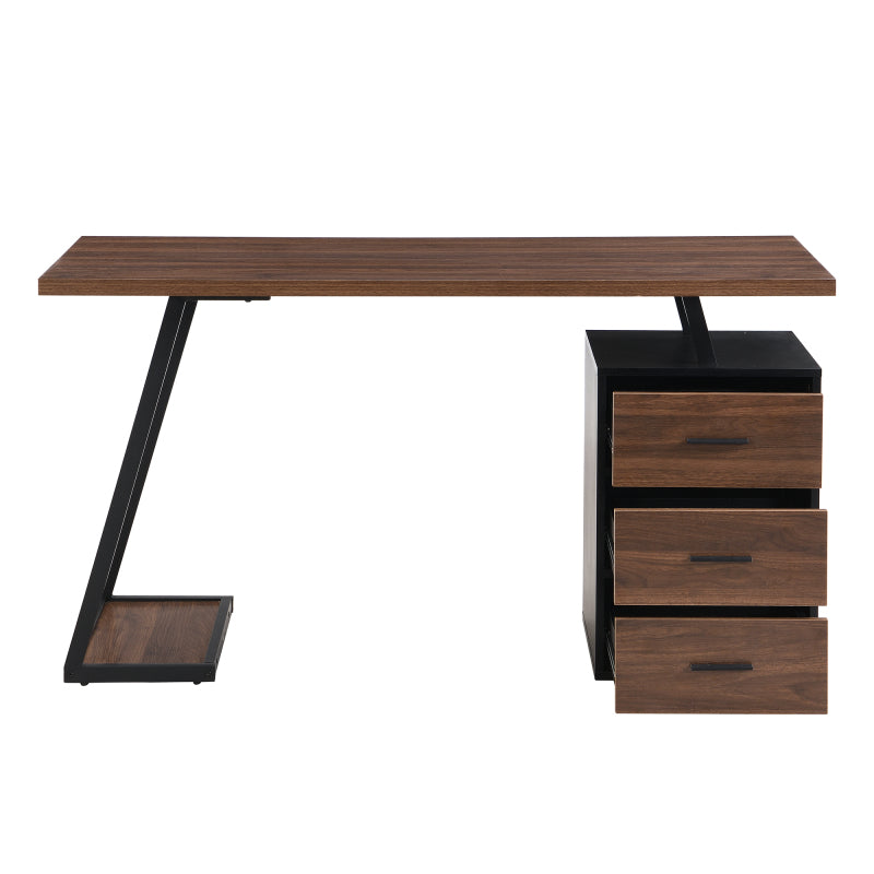 Bürotisch Arbeitstisch Ablage Basteltisch Industrial Schreibtisch 138.5cm mit 3 Schubladen