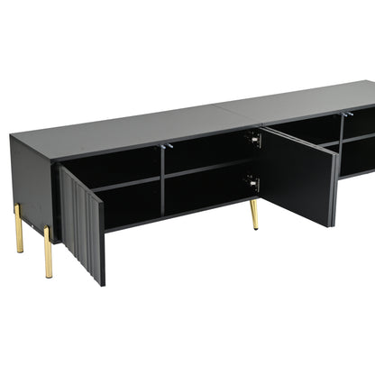 Schwarzes TV-Schrank, 190 cm(L) x 38 cm(W) x 48 cm(H), goldene Tischbeine