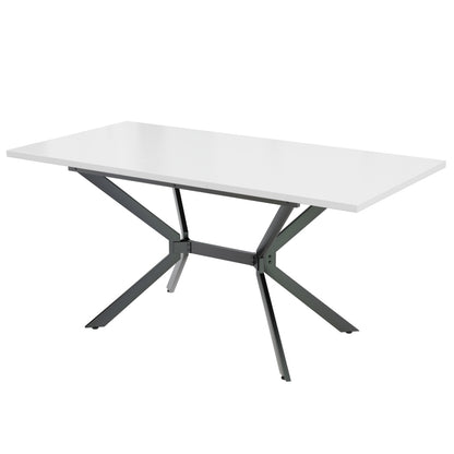 Weißer Erweiterbarer Esstisch 120/160*80 cm, Tischbeine aus schwarzem Metall