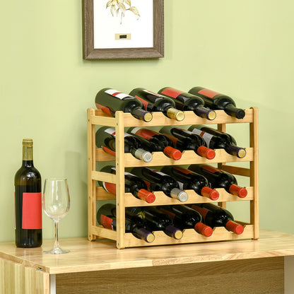 Weinregal Flaschenständer aus Bambus für 16 Flaschen stilvolles Naturholzdesign für Küche & Wohnzimmer