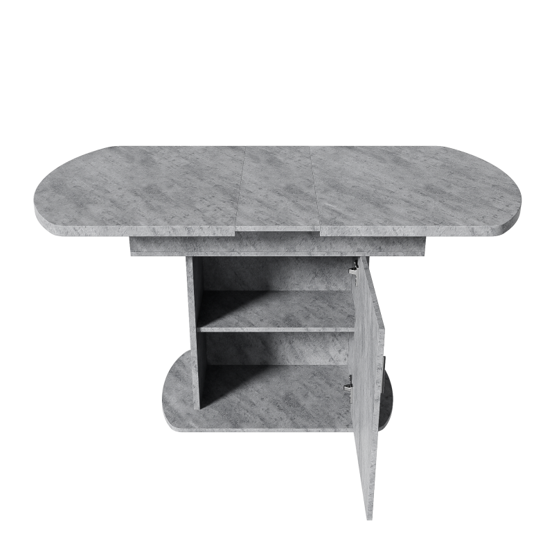 Ausziehbarer ovaler Esstisch, L110/130*W70*H75cm, Betonoptik+silberner Griff